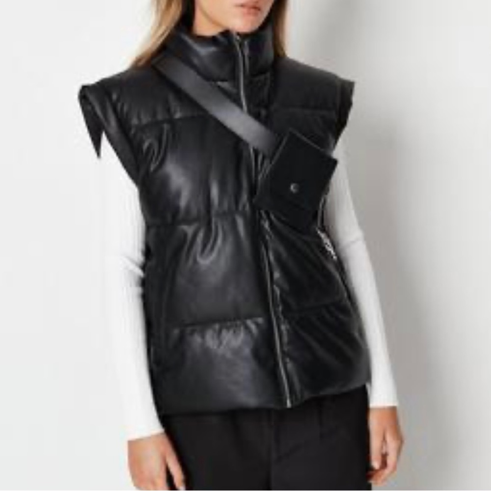 Faux leather vest